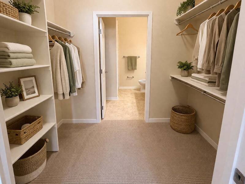 Staged Walk In Closet | Residence at University Hills Apartments