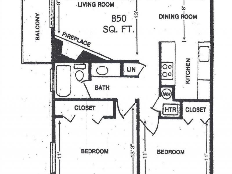 Edge at Fitzsimons Apartments Floor Plan 2 Bedroom 1 Bath