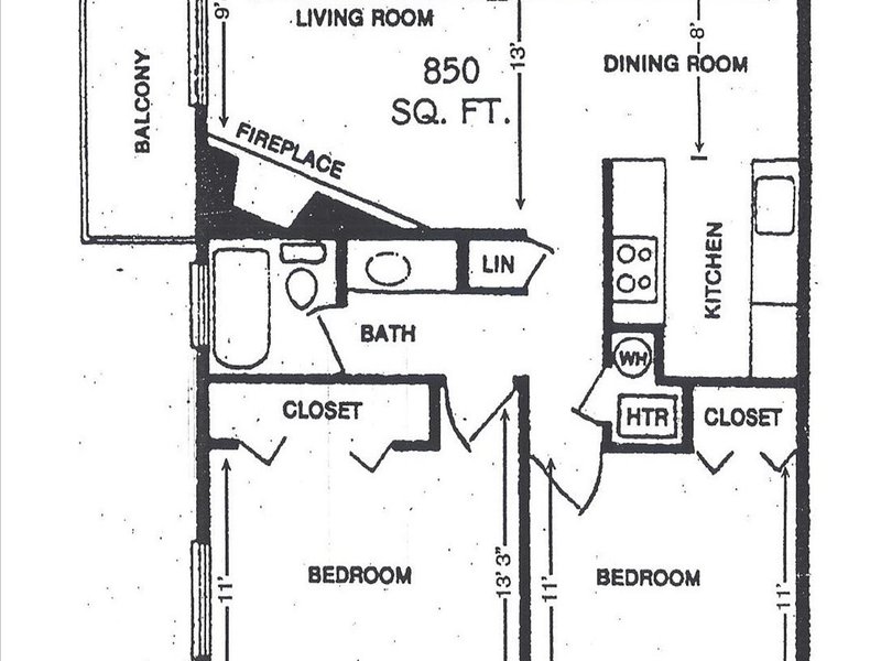 2 Bedroom 1 Bath Floorplan at Edge at Fitzsimons