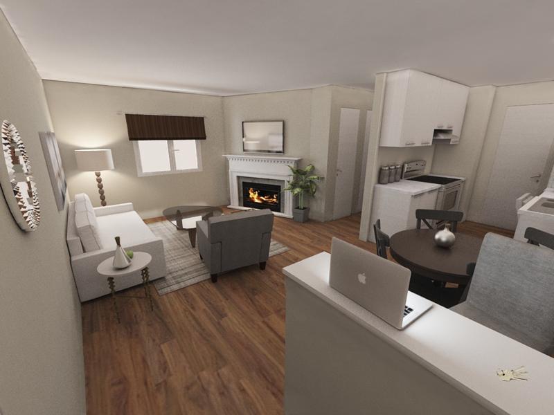 Front Room and Dining Area Rendering | Edge at Fitzsimons Apartments
