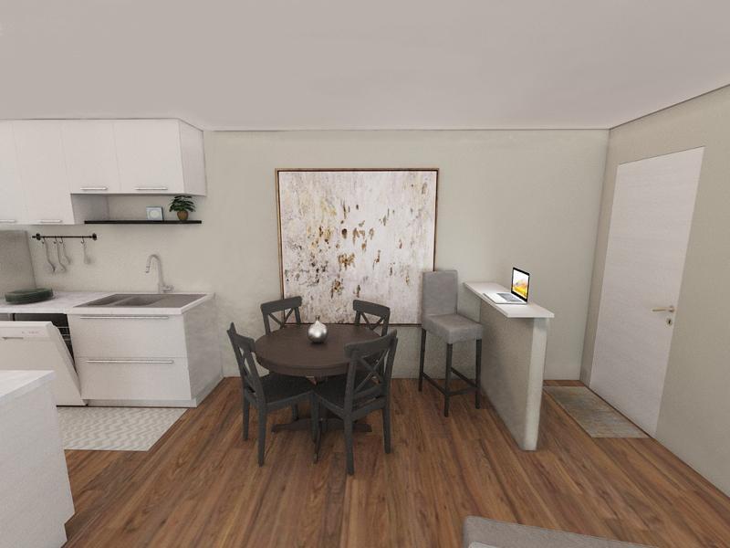 Dining Room & Kitchen Rendering  | Edge at Fitzsimons Apartments