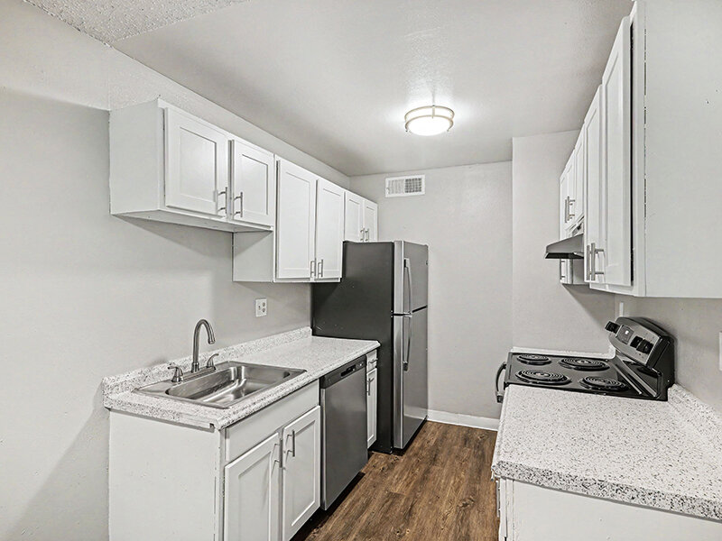 Kitchen Sink Wood Styled Cabinets and Flooring | Innovation at Fitz
