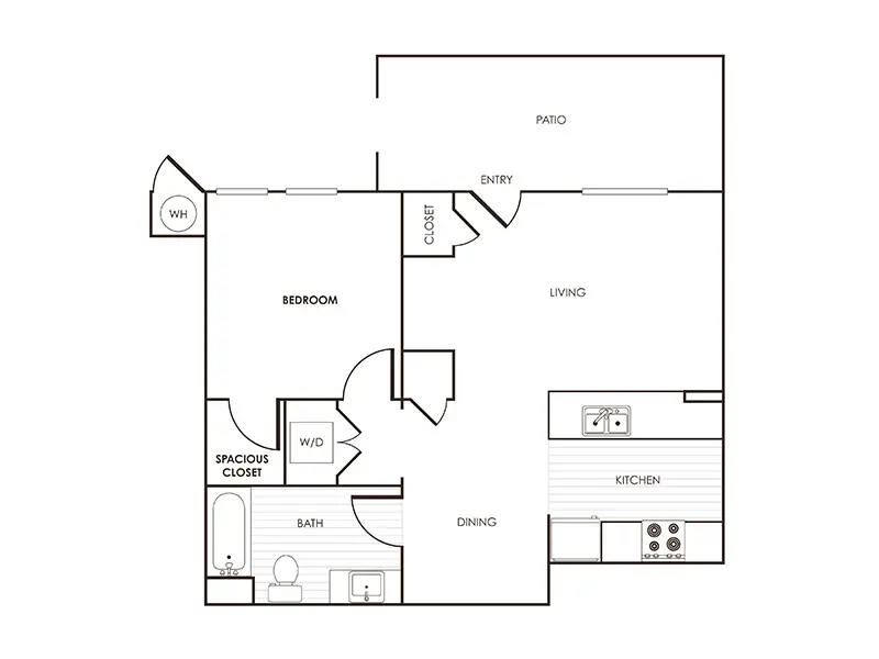 1x1 B floorplan at Paseos at Montclair North