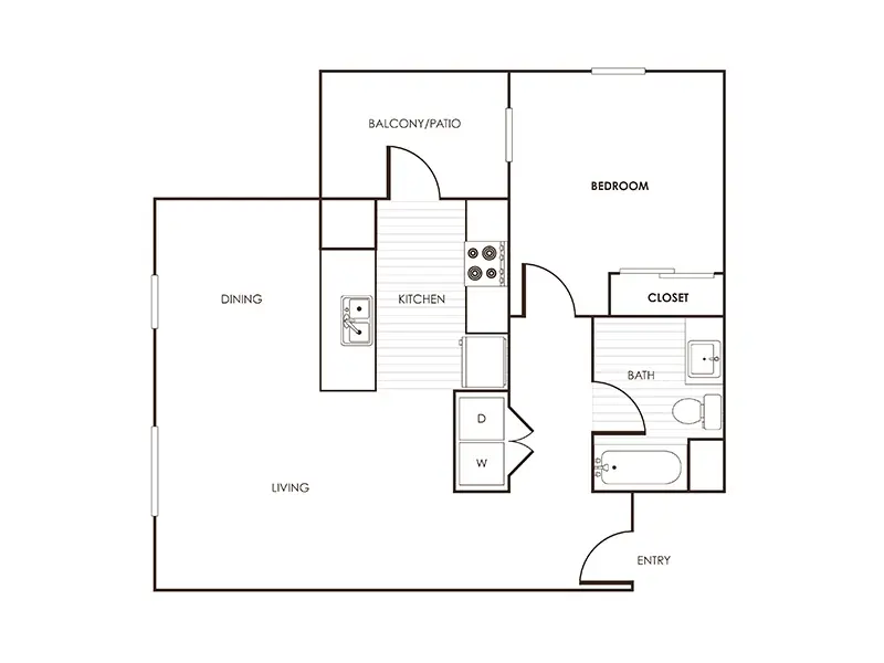 1x1 D floorplan at Paseos at Montclair North