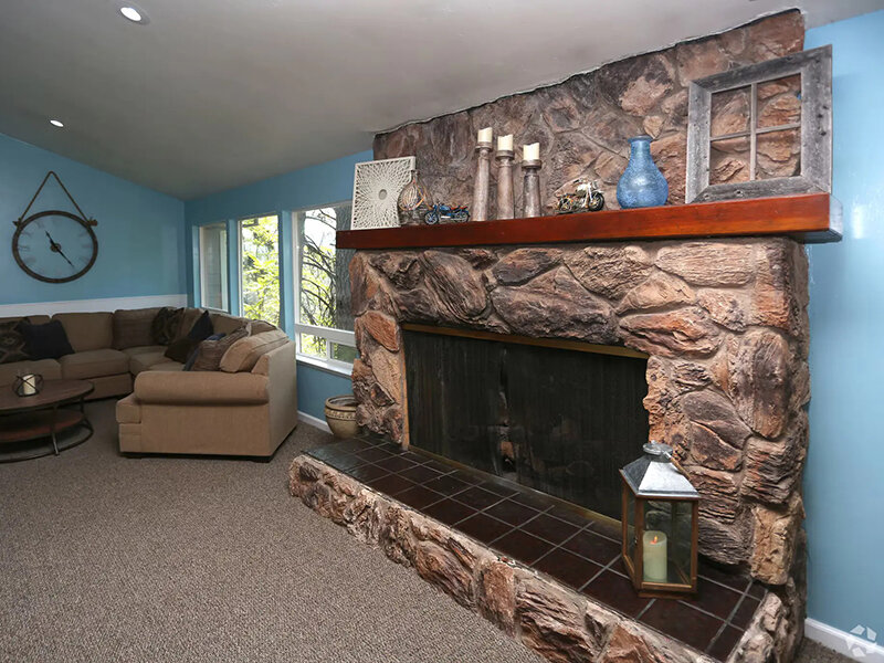 Community Fireplace | Berryhill Apartments