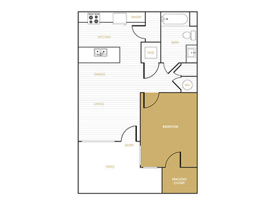 1x1_645 floor plan at The Commodore in National City, CA