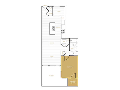 1x1_790 floor plan at The Commodore in National City, CA
