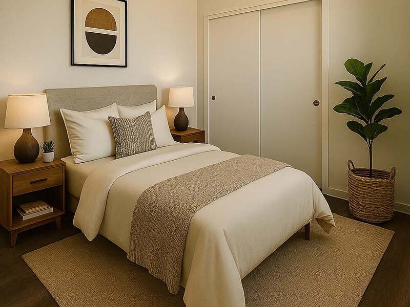 Carpeted Bedroom | Parkside Flats Apartments in Fairfield, CA
