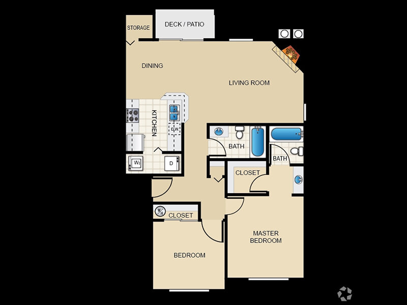 View floor plan image of 2x2 apartment available now
