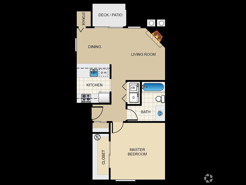 1x1 floor plan at Sunnydale Apartments