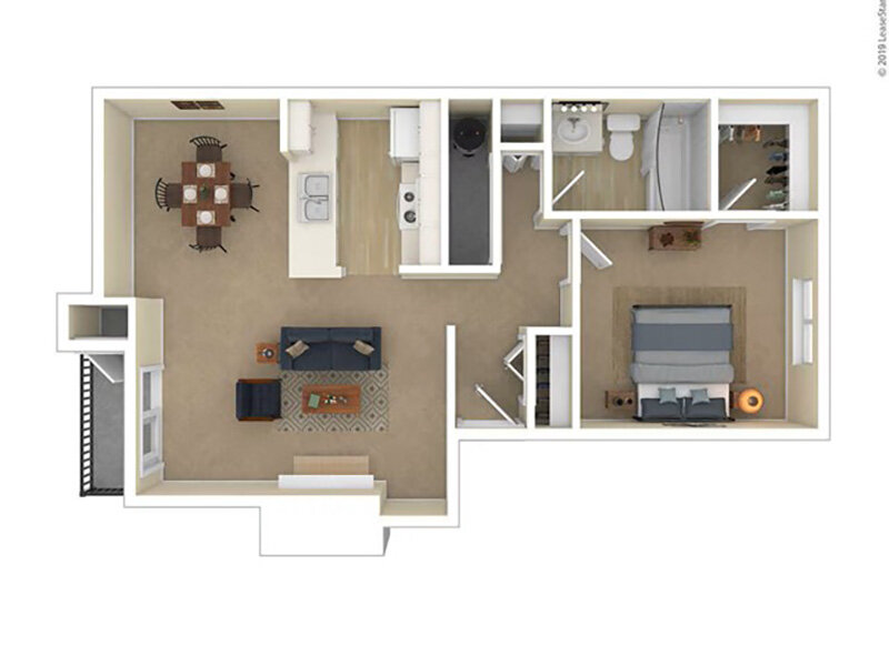 1x1 floor plan at Mallard Pointe at Riverbend Apartments