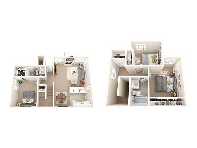 3x2TH floor plan at Mallard Pointe at Riverbend Apartments