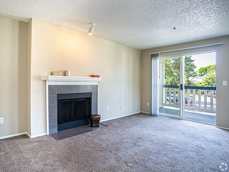 Fireplace & Patio | Mallard Point at Riverbend Apartments