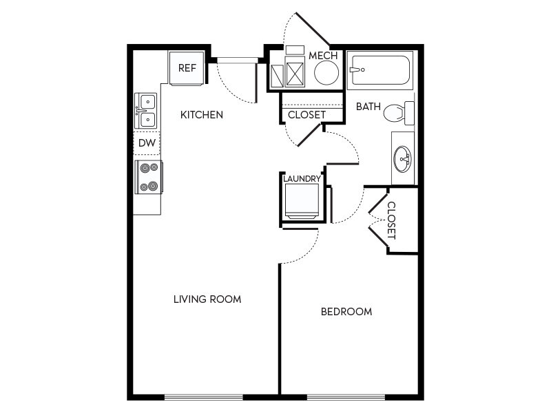 Beacon Cove Apartments Floor Plan 1x1