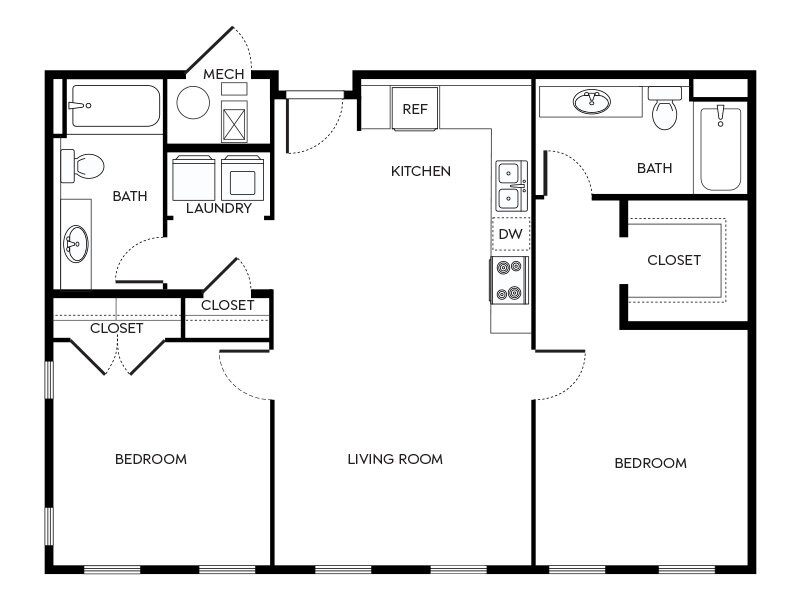 Beacon Cove Apartments Floor Plan 2x2A