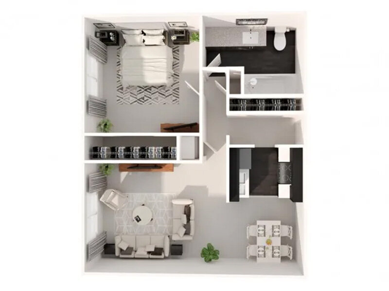 1x1-705 Floor Plan