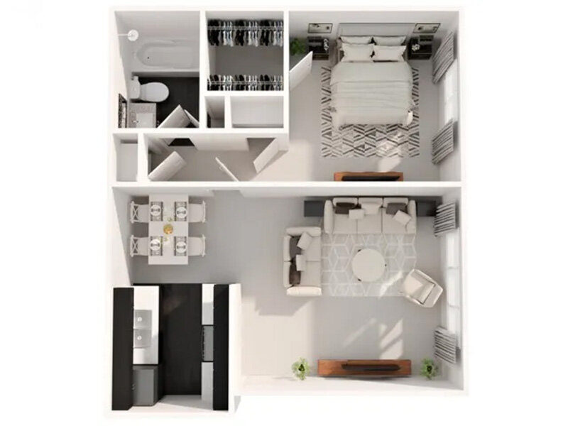 1x1-572 Floor Plan