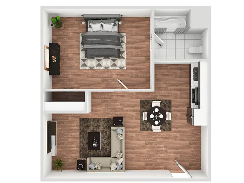 Our 2B11R2 is a 1 Bedroom, 1 Bathroom Apartment