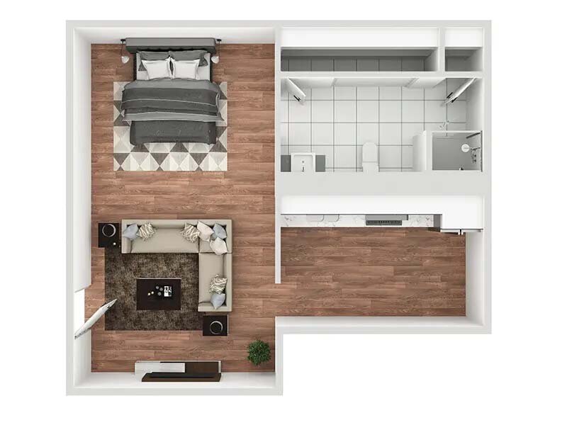 Our 2B01R2 is a Studio Bedroom, 1 Bathroom Apartment