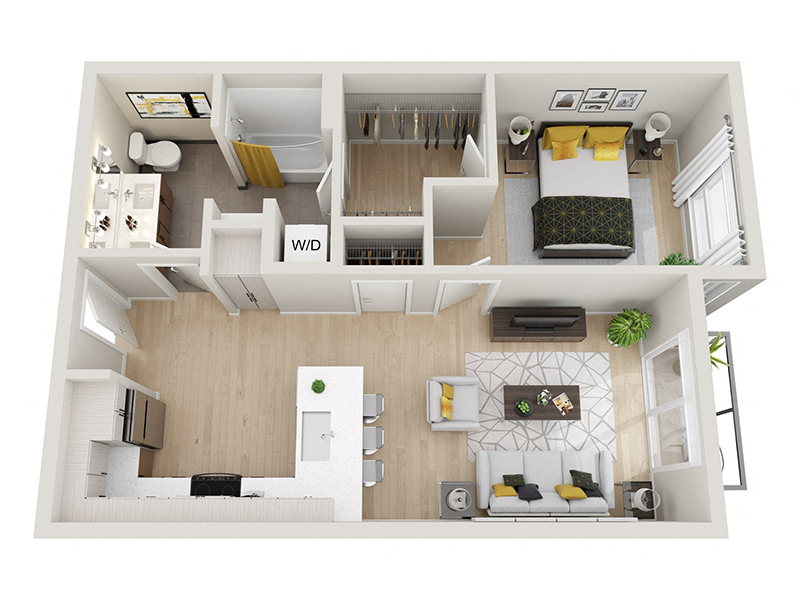 1x1 A2 floor plan at ION Town Center