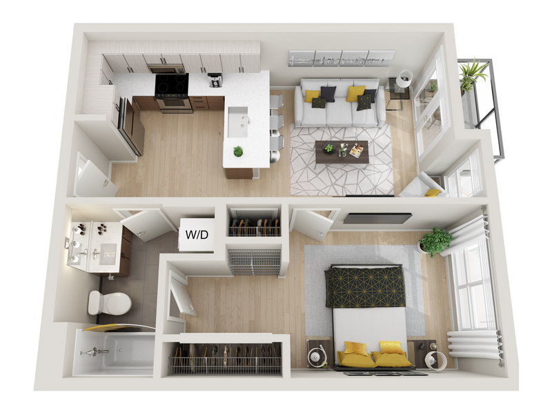 1x1K floor plan at ION Town Center