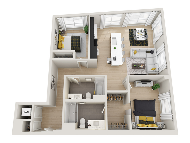 2x2G floor plan at ION Town Center