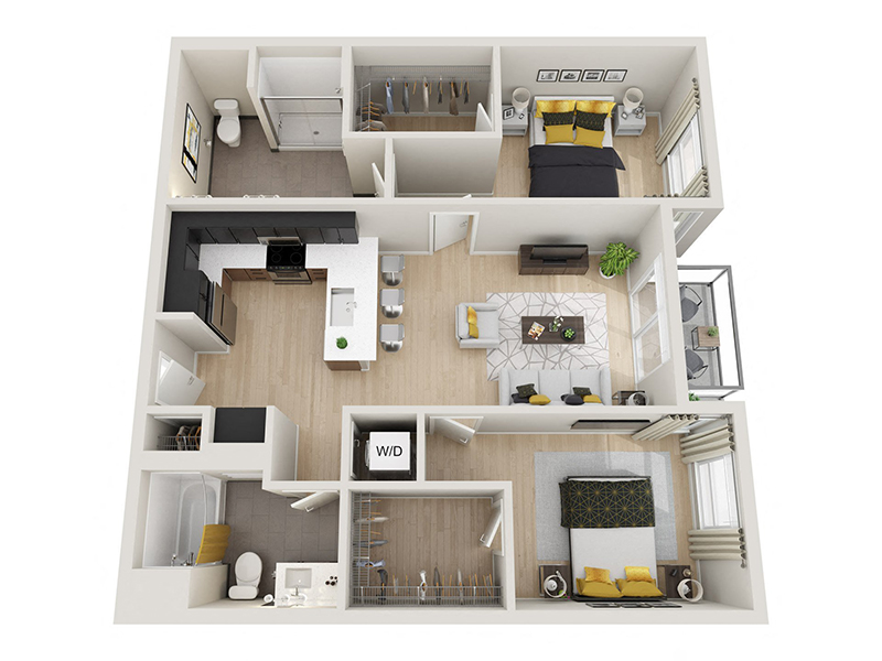2x2 A2 floor plan at ION Town Center