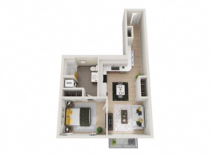 1x1 D floor plan at ION Town Center