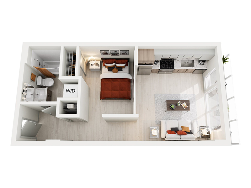 Open 1x1 D.2 floor plan at Ion Queen Anne