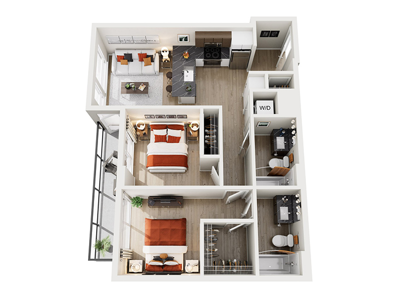 2x2 D floor plan at Ion Queen Anne