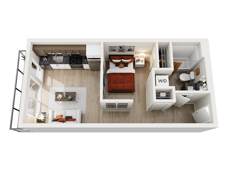 Open 1x1 A floor plan at Ion Queen Anne