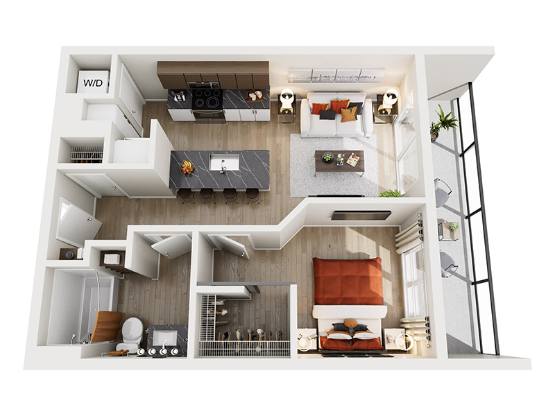 1x1 C.6 floor plan at Ion Queen Anne