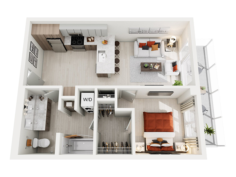 1x1 A.2 floor plan at Ion Queen Anne