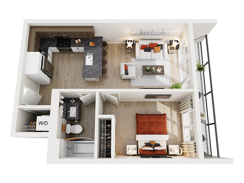 1x1 B.6 floor plan at Ion Queen Anne