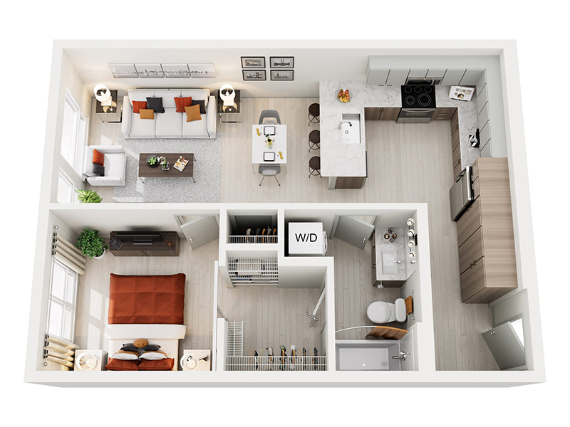 1x1 D - MHA floor plan at Ion Queen Anne