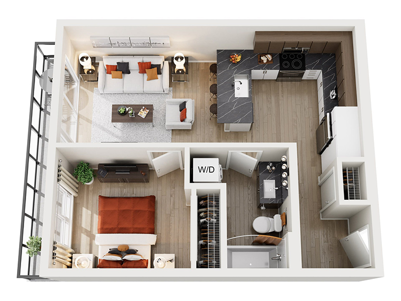 1x1 D.6 floor plan at Ion Queen Anne