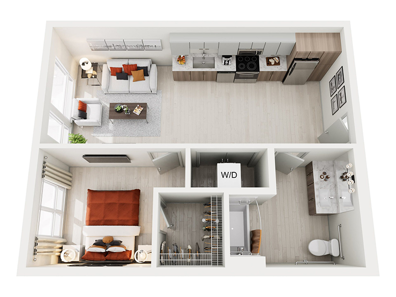 1x1 A floor plan at Ion Queen Anne
