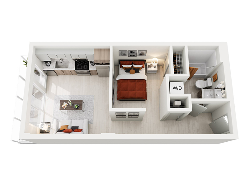 Open 1x1 A.2 floor plan at Ion Queen Anne