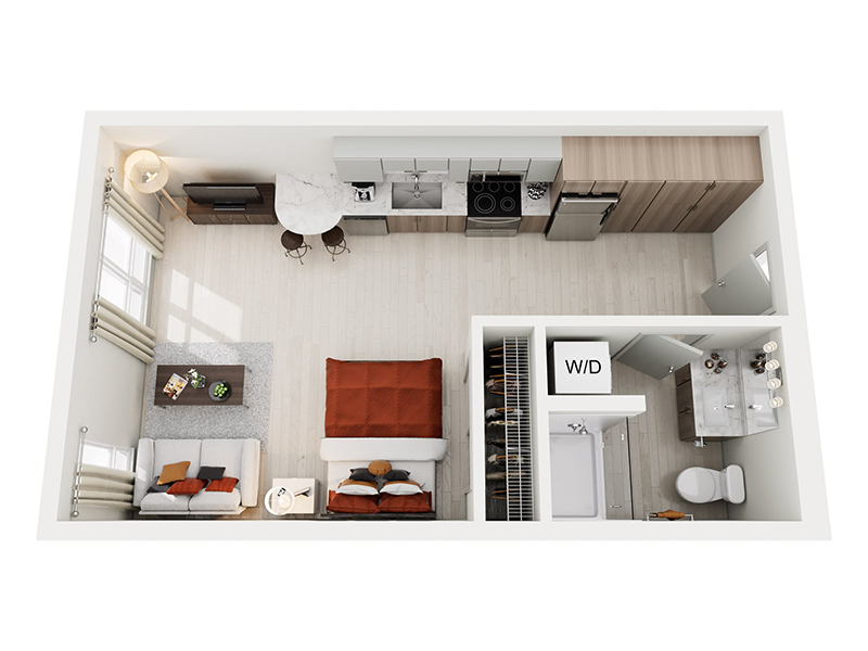 Studio B floor plan at Ion Queen Anne