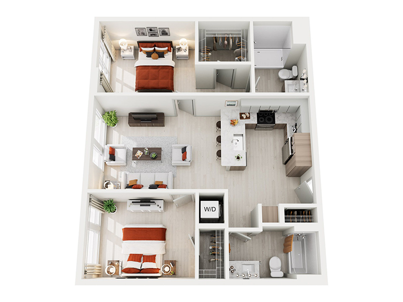 2x2 C floor plan at Ion Queen Anne