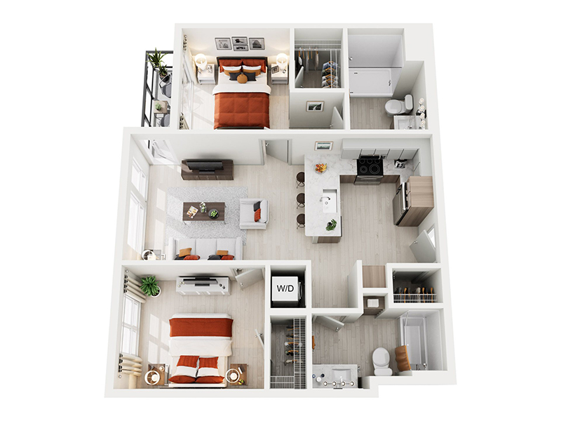 2x2 E floor plan at Ion Queen Anne