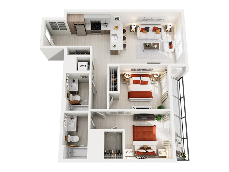 2x2 B floor plan at Ion Queen Anne