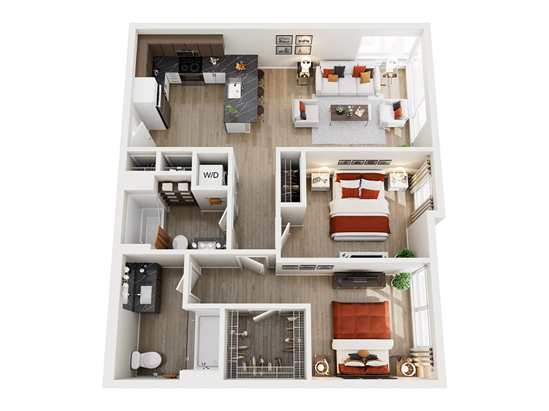 2x2 A - MHA floor plan at Ion Queen Anne