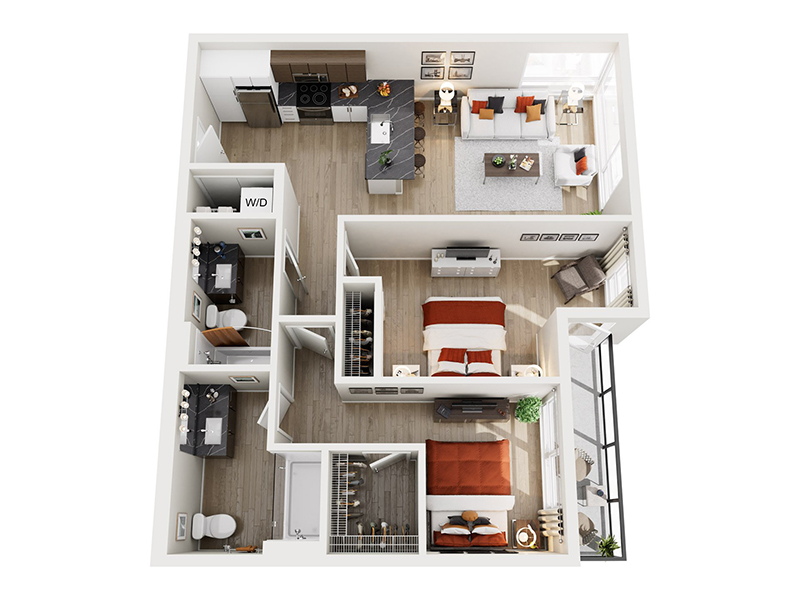 2x2 A.6 floor plan at Ion Queen Anne