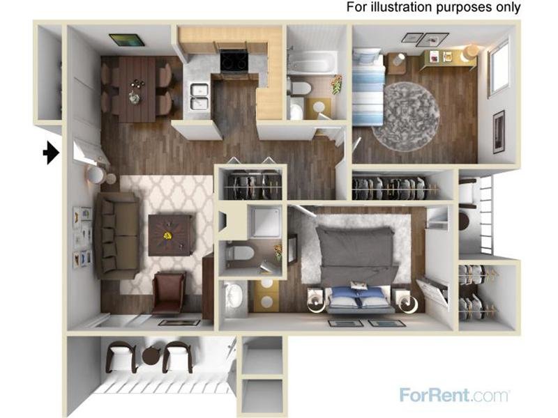 2x2-914-Full Renovation-Gray and White Floorplan at The Preserve at City Center