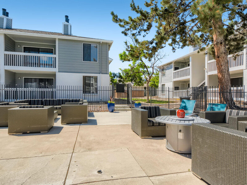 Poolside Seating | Preserve at City Center Apartments in Aurora, CO