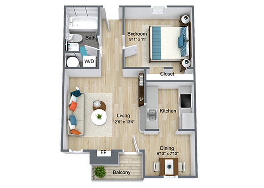 Floorplan for Bellevue West Apartments