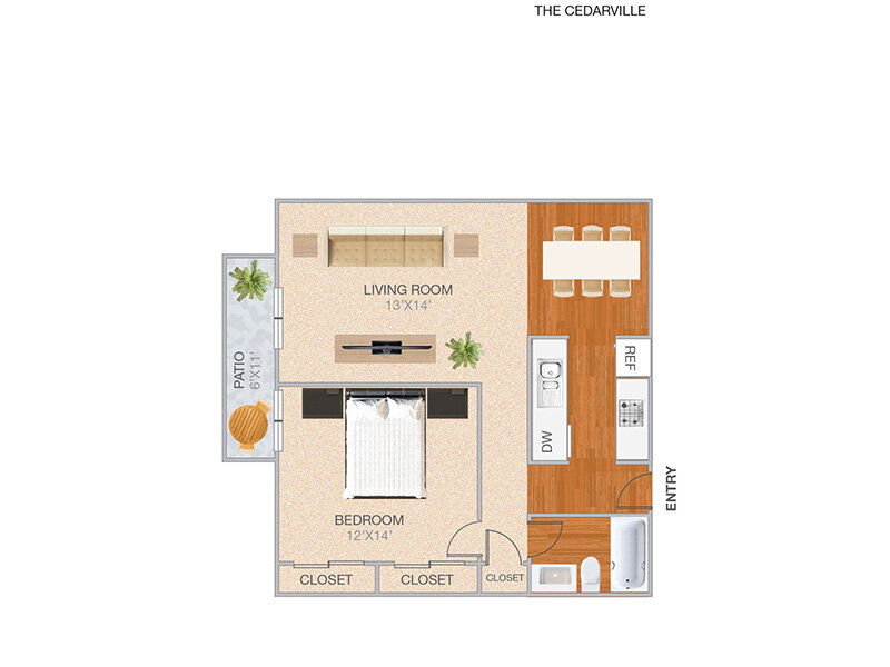 Cedarville floor plan at Park Kiely Apartments