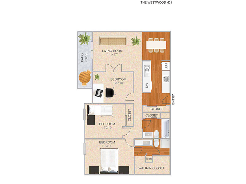 Westwood floor plan at Park Kiely Apartments