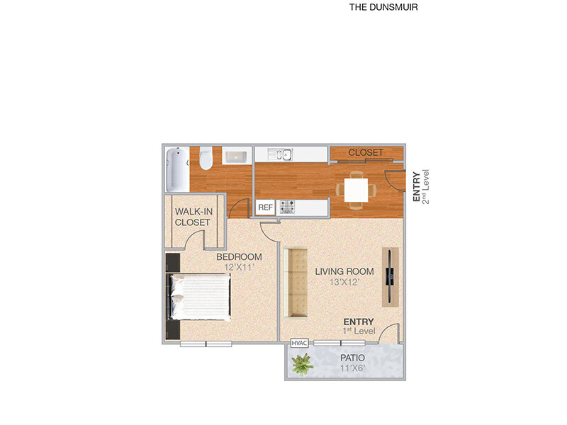 The Dunsmuir floor plan at Park Kiely Apartments